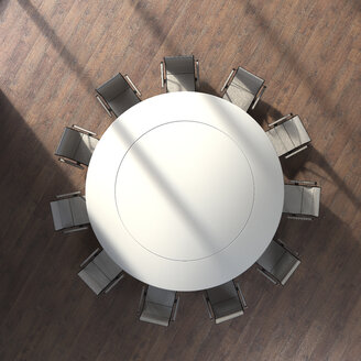 View to round conference table from above, 3D Rendering - UWF000934