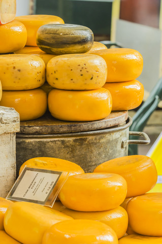 Holland, market, loaves of cheese stock photo