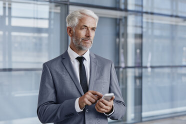 Confident businessman using cell phone - RORF000235