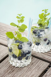 Fresh mineral water with blueberries, mint and ice - JUNF000563