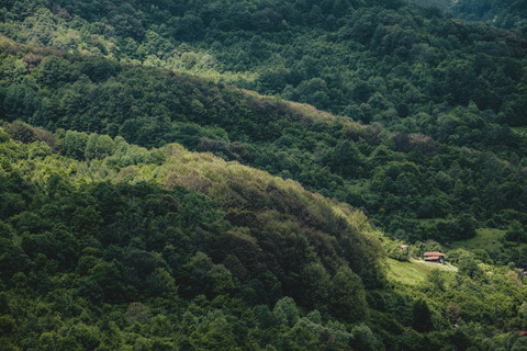Bulgaria, Trun, wooden houses in the mountains stock photo