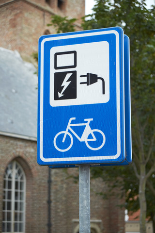 Kennzeichnungsschild für Elektrofahrräder, lizenzfreies Stockfoto