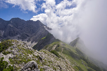Germany, Bavaria, Allgaeu, Allgaeu Alps, Nebelhorn and clouds - WGF000930