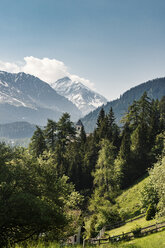 Schweiz, Graubünden, Schweizer Alpen, Parc Ela, Blick auf die Plessur Alpen im Frühling - CSTF001126