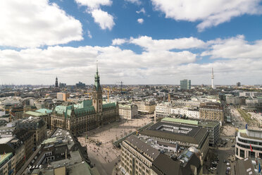 Germany, Hamburg, aerial view, town hall, old town, neustadt and - TAMF000547