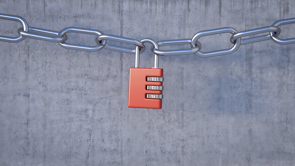 Combination lock connecting chains, 3D Rendering - AHUF000219