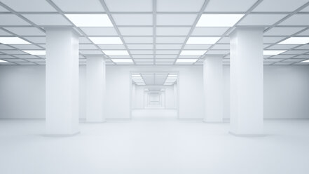 Futuristic empty storehouse, 3D Rendering - UWF000940