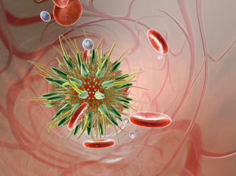 Virus in bloodstream, 3D Rendering - SPCF000097