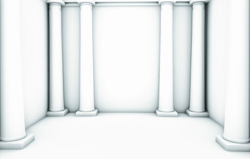 Leerer weißer Raum mit sechs Säulen, - CMF000541