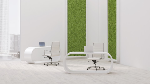 Modern office with living wall, 3D Rendering stock photo