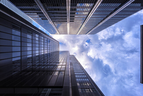 Canada, Ontario, Toronto, financial district, modern bank buildings, clouds, angle view - FCF001049