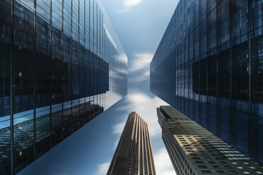 Canada, Ontario, Toronto, financial district, modern bank buildings, clouds, angle view - FC001050