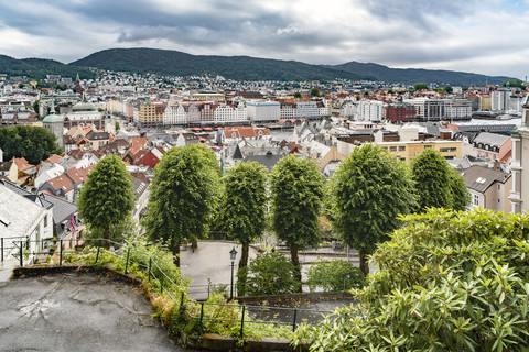 Norwegen, Hardaland, Bergen, Stadtbild, lizenzfreies Stockfoto
