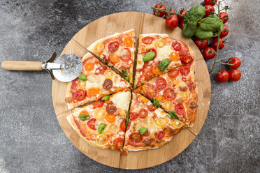 Vegetarische Pizza mit Mozzarella und Tomaten - SARF002854