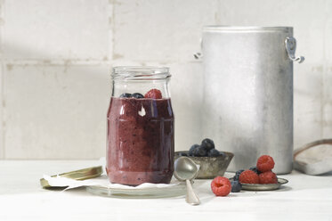 Blueberry Smoothie with raspberries and blueberries - ASF005979