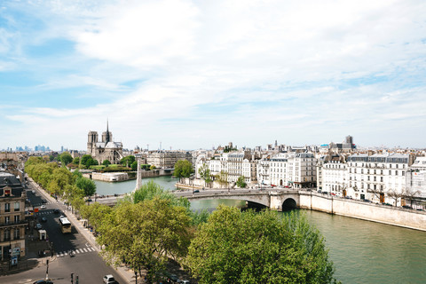 Frankreich, Paris, Stadtbild mit Seine und Notre-Dame, lizenzfreies Stockfoto