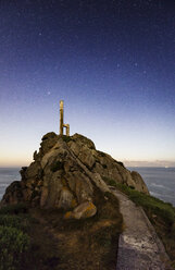 Spain, Galicia, Ferrol, Cape Prior at night - RAEF001436