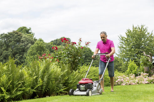 Man lawnmowing - JUNF000590