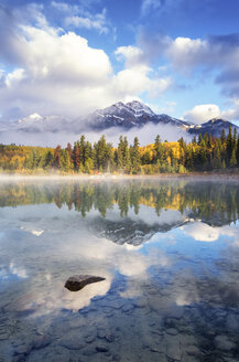 Canada, Jasper National Park, Jasper, Pyramid Mountain, Patricia Lake in the morning - SMAF000560