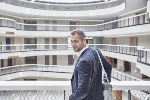 Portrait of businessman in office building stock photo