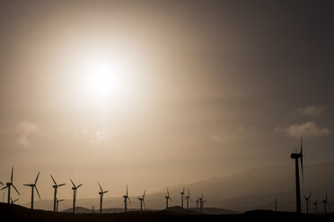 Spain, Tenerife, wind turbines at backlight - SIPF000789