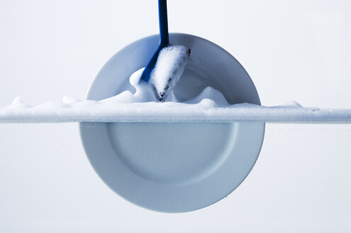 Washing a plate with a dish brush - PPXF000021