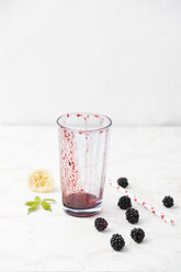 Brombeer-Zitronen-Smoothie, leeres Glas - MYF001753