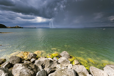 Italy, Umbria, Lago di Bolsena, stormy atmosphere stock photo