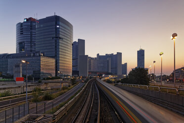 Austria, Vienna, view to Donau City at twilight - GFF000753