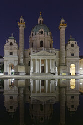 Austria, Vienna, view to St Charles Borromeo by night - GFF000758