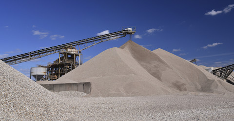 Conveyor belt in gravel pit stock photo