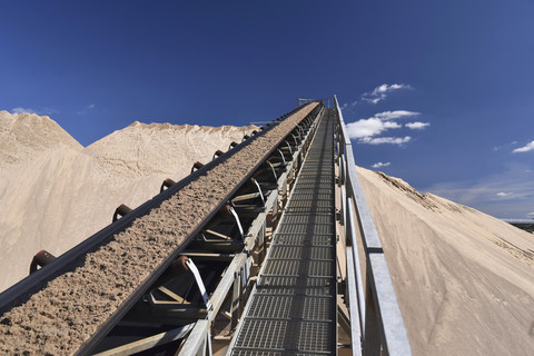 Mining of sand in a pit stock photo