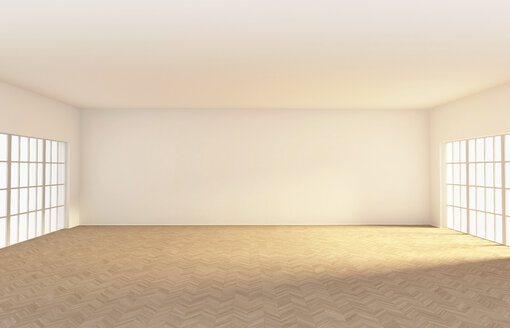 Empty room with parquet, 3d rendering - CMF000556