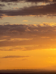 Germany, Leipzig, wind park at sunset - KRPF001812