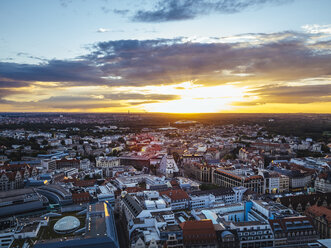 Germany, Leipzig, View of old town at sunset - KRPF001814