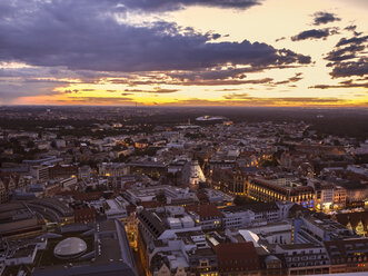 Germany, Leipzig, View of old town at sunset - KRPF001816