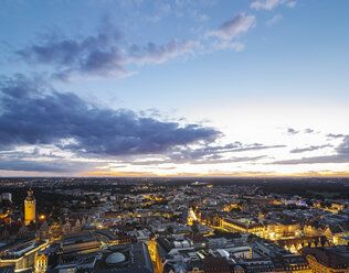 Germany, Leipzig, View of old town at sunset - KRPF001817