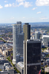 Germany, Frankfurt, view to high-rise buildings at financial district from Maintower - MAB000396