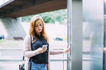 Young woman looking at her cell phone - EBSF001706