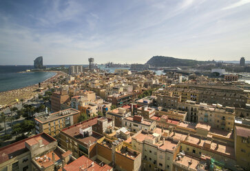 Spanien, Barcelona, Luftaufnahme von La Barceloneta - SEEF000002