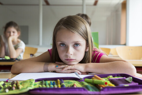 Portrait of bored schoolgirl at class - SARF02899