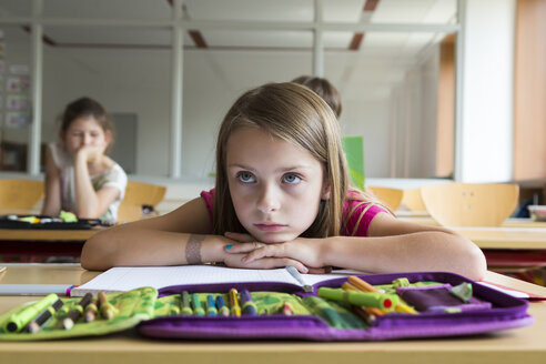 Portrait of bored schoolgirl at class - SARF02900