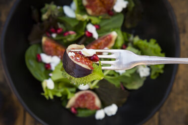 Mixed salad with goat cheese, pomegranate seeds and figs - LVF05320