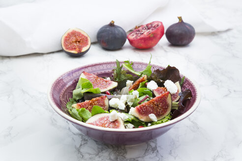 Gemischter Salat mit Ziegenkäse, Granatapfelkernen und Feigen - LVF05324