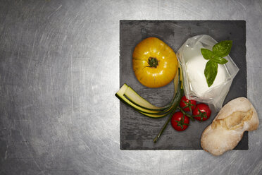 Ingredients for Italian style veggie burger with mozzarella and vegetables - SCF00461