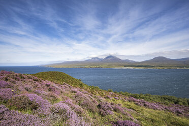 Vereinigtes Königreich, Schottland, Innere Hebriden, Isle of Islay, Blick über Islay-Sund zur Isle of Jura mit dem Berg Paps of Jura - ELF01801