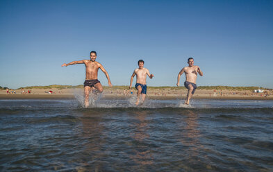 Friends running and jumping into the sea - DAPF00359