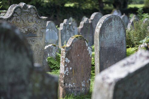 UK, Cumbria, Lanercost, alte Grabsteine auf einem Friedhof - ELF01820