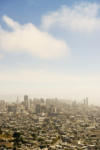 USA, California, San Francisco, view on Financial District with Twin Peaks Boulevard stock photo