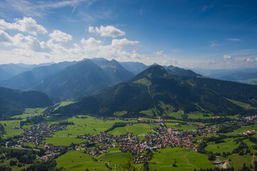 Germany, Bavaria, View of Ostrachtal valley, Bad Oberdorf and Bad Hindelang - WGF00974